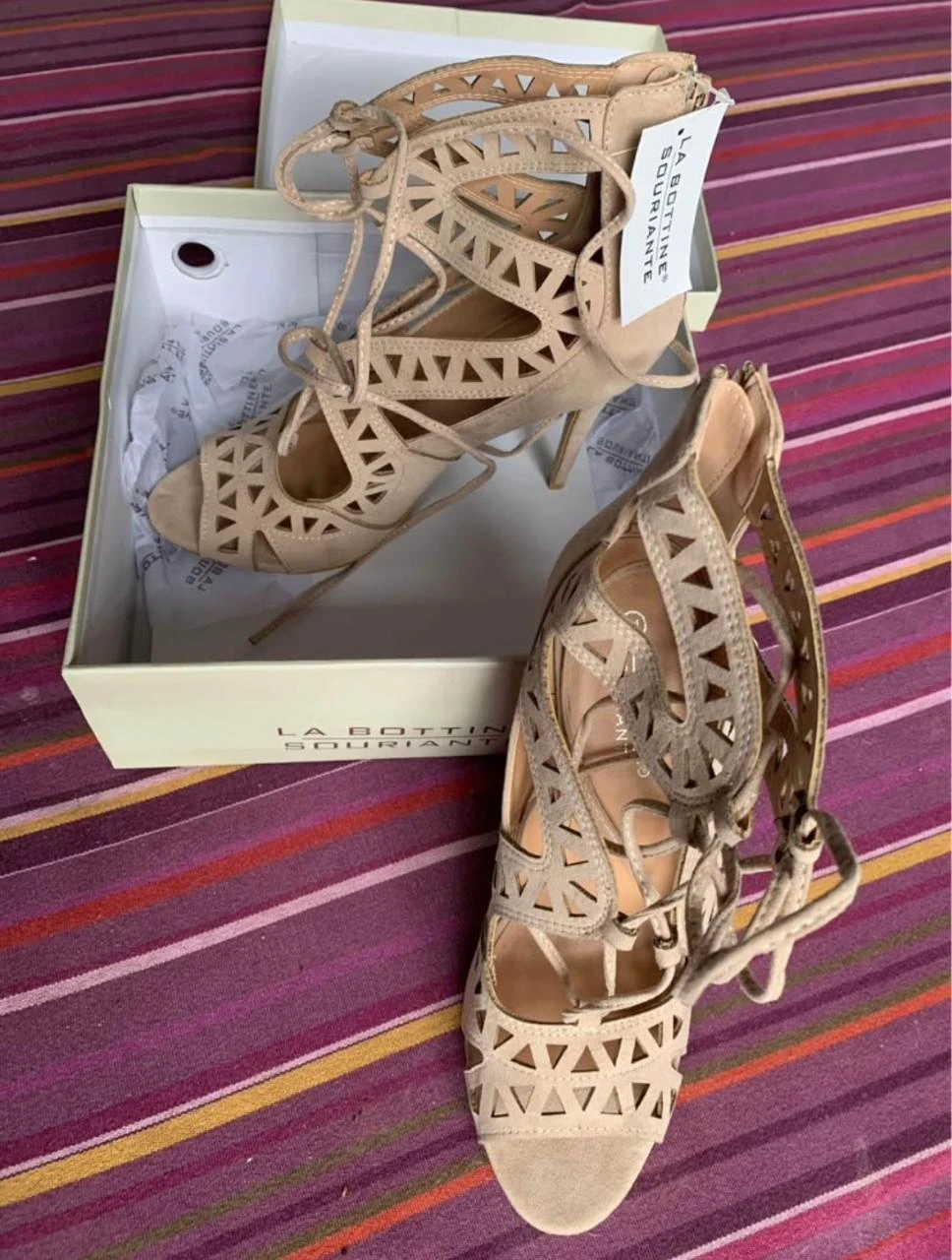 🤎 Fashion lace-up pumps in beige nubuck – Size 41 – photo 4